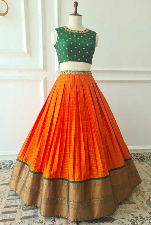 Orange & Green Crop Top Skirt