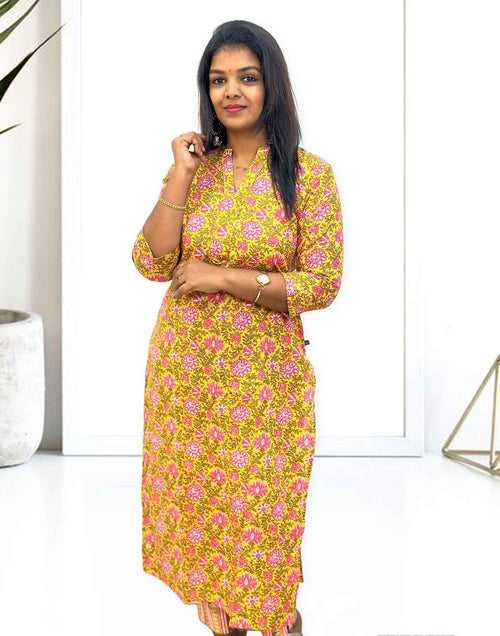 210324C (E3228) KURTI SET - Yellow