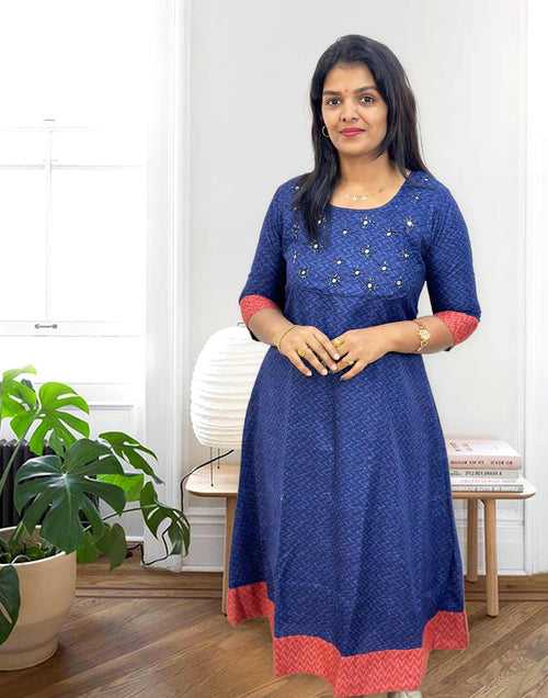 040424A (E3268) A-LINE KURTI - Blue