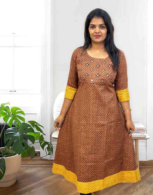 040424A (E3268) A-LINE KURTI - Brown