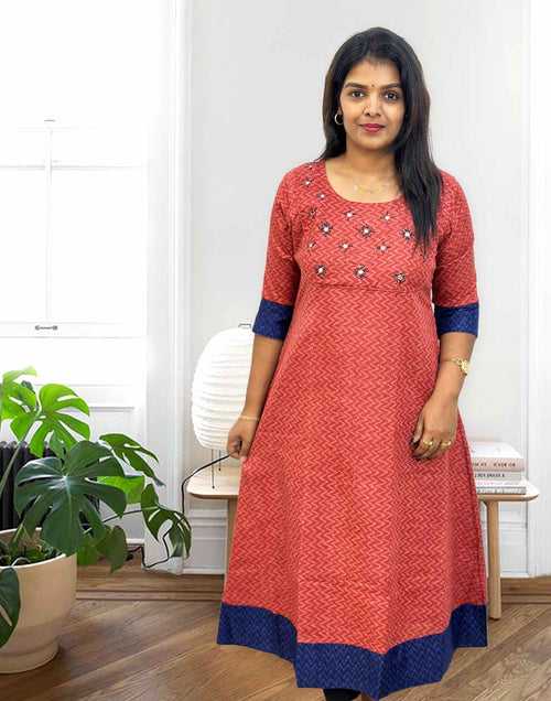 040424A (E3268) A-LINE KURTI - Brick Red