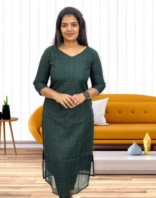 180424B (E3266) HAKOBA CASUAL KURTI - Dark Green