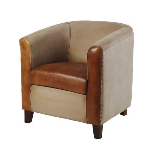 Espano Leather Canvas Armchair