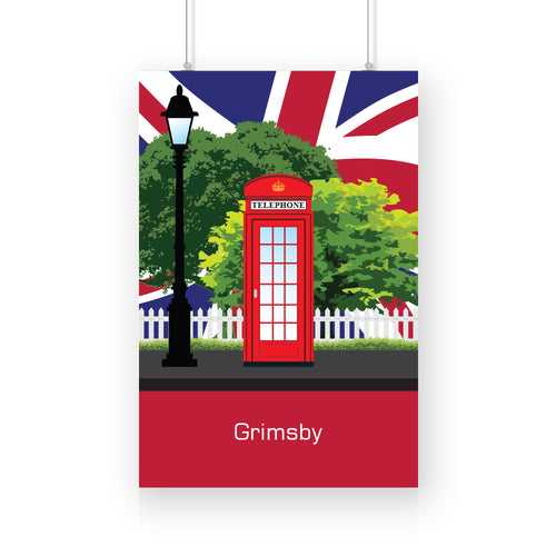 Grimsby Red Telephone Canvas Print Framed