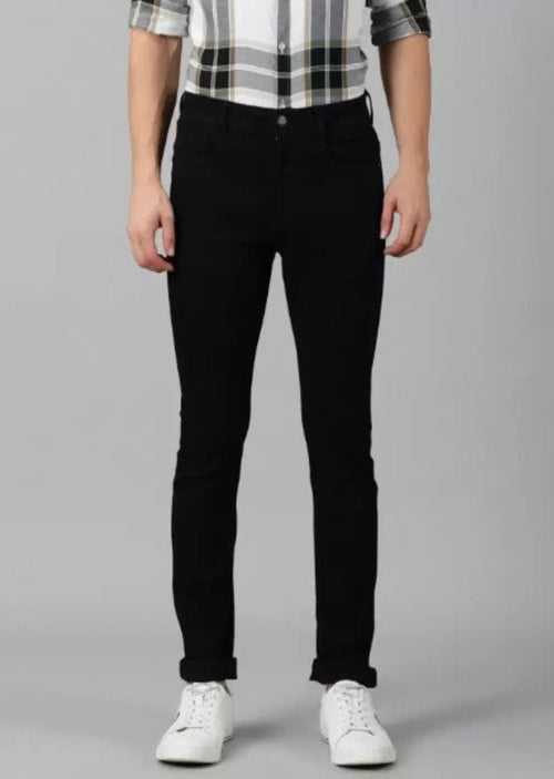 Black Regular Fit Denim Jeans For Men's