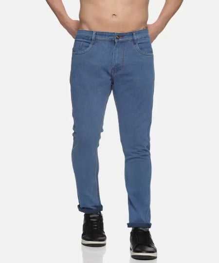 Light Blue Regular Fit Denim Jeans For Men's