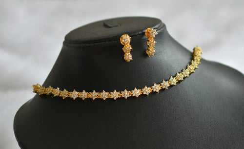 Gold tone cz white nakshatra necklace set dj-46616