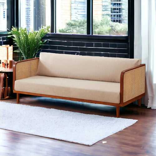 Teak & Rattan Sofa Set: Oriental Design, Luxurious Comfort