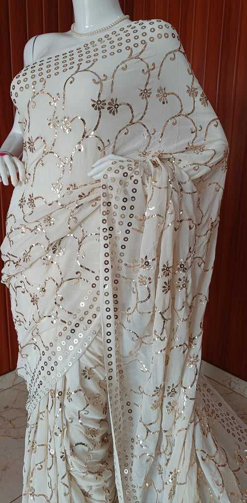 Ruhani Allover Badla and Mukaish Pure Georgette Saree
