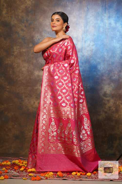 Pink Banarasi Saree with Zari Work