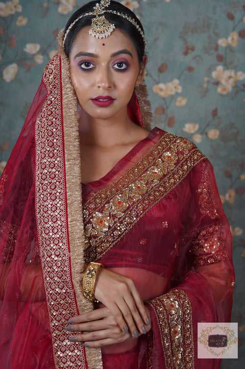 Red Glass Tissue Bridal Veil