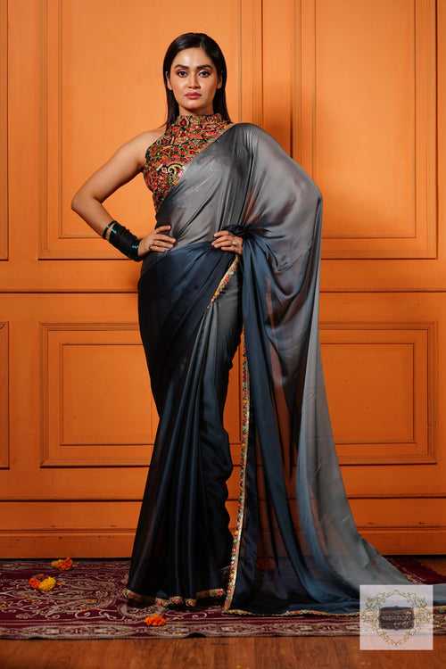 Ash Ombre Saree with Border