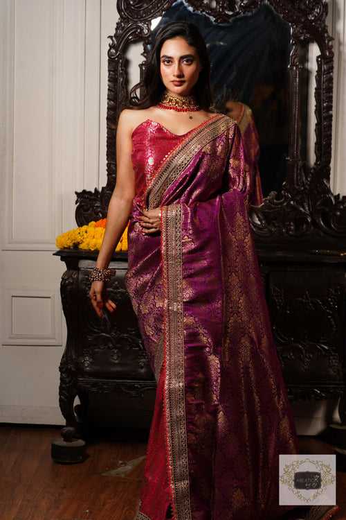 Gulab Jamuni Half Banarasi Saree