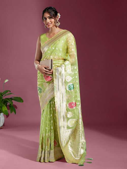 Organza Paisley Zari Woven Banarasi Saree