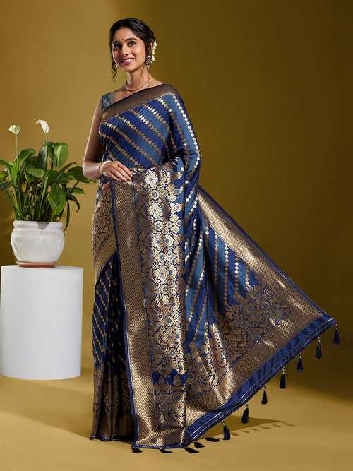 Satin Paisley Zari with Beautiful jaal Banarasi Saree