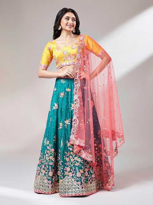 Pure Georgette Sequinse Work Semi-Stitched Lehenga