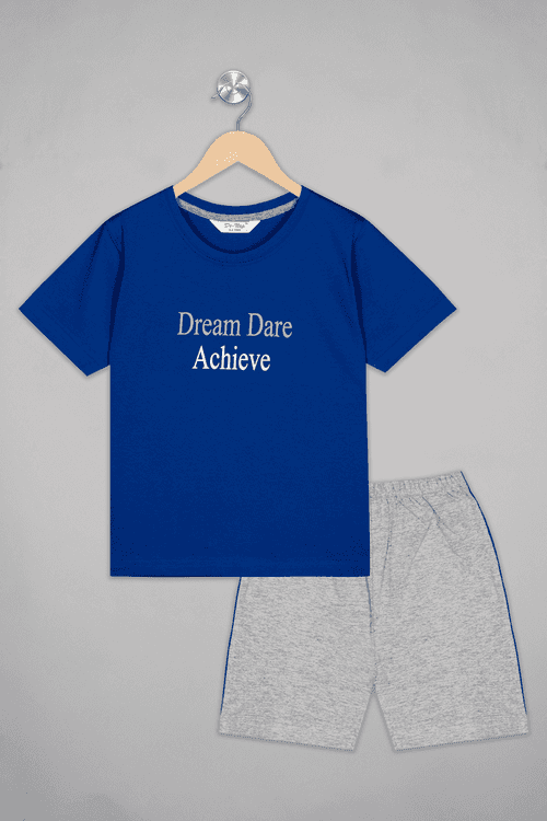 Royal Blue Dream Dare Achieve Shorts Set