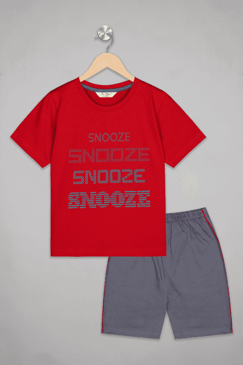 Red Snooze Shorts Set