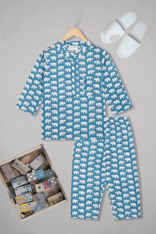 Blue Elephant Oasis Kurta Pyjama Set For Kids