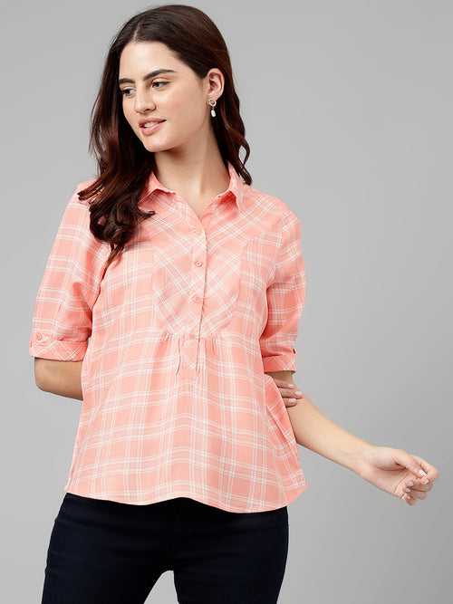 Peach Yarn Dyed Viscose Blouse