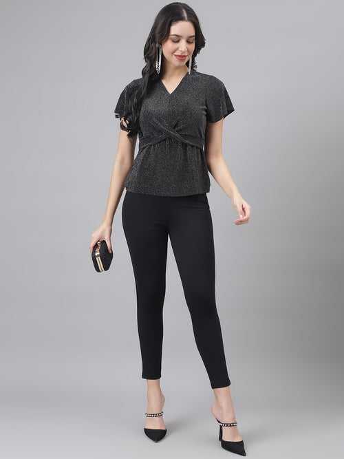 Women Black Slim Fit Solid Jegging