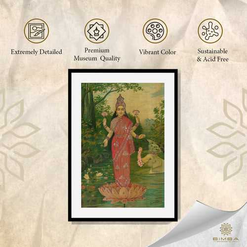 Raja Ravi Varma Artwork Painting - Lakshmi Embellished
