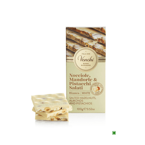 Venchi White Chocolate with Salted Nuts Bar 100g