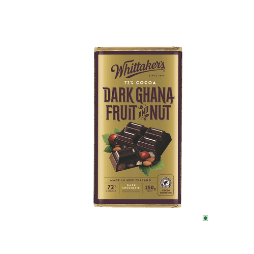 Whittakers Dark Ghana Fruit & Nut 72% Bar 250g