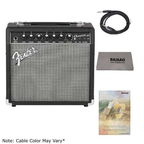 Fender Champion 20 Watts Combo Guitar Amplifier with Cable, Polishing Cloth & E-Book