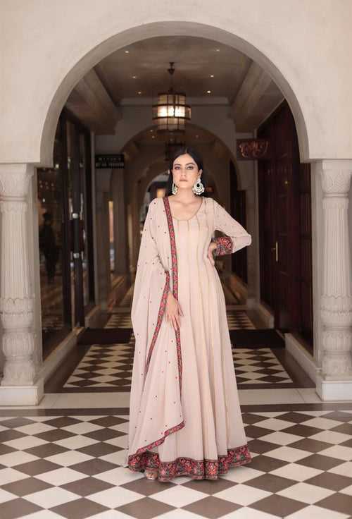 Pink beige anarkali suit