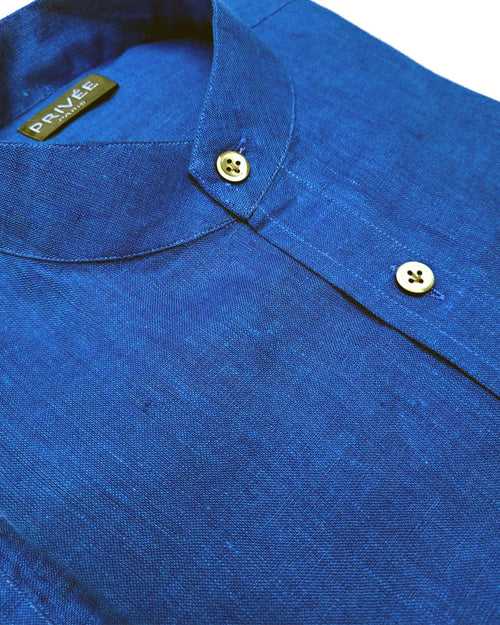 Admiral Blue Linen Shirt (Officers Choice)