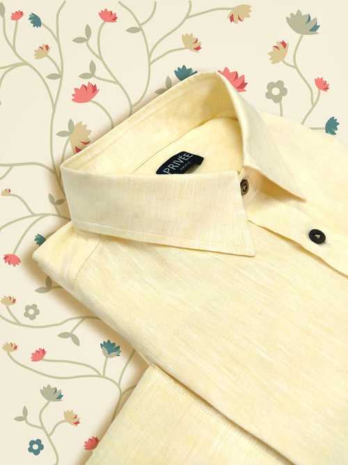 Light Yellow Linen Shirt (For Father of Bride)