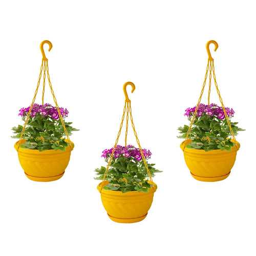 Colorful Plastic Hanging Basket with Bottom Saucer