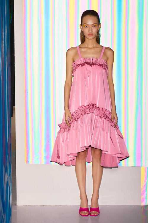 Candy Pink Ruffled Strappy Dress