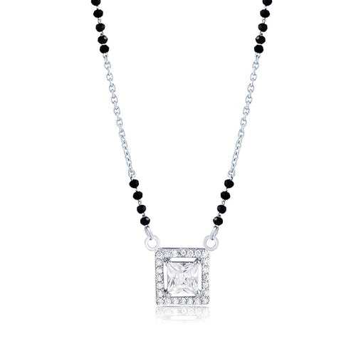 925 Sterling Silver Cubic Zirconia Studded Scarllet Mangalsutra With Link Chain For Women