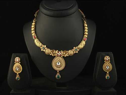 TRISHTY® 22KT Jadtar Necklace Set For Women