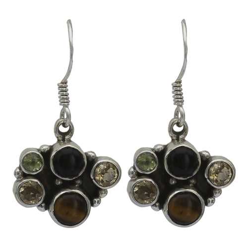 Gemstone Oxidized 925 Silver Earring