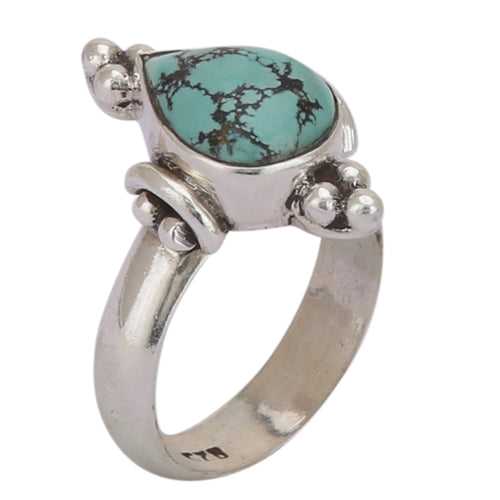 Turquoise Pear Shape 925 Silver Ring
