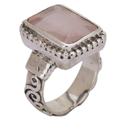 Rose Quartz 925 Silver Ring