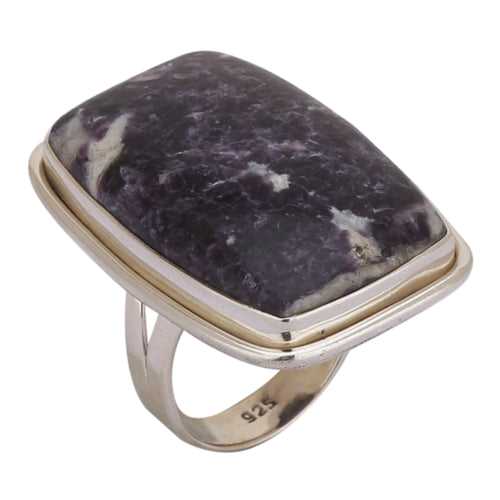 Charoite 925 Sterling Silver Flat Ring