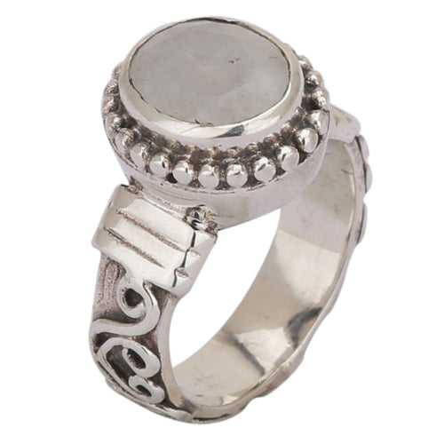 Rainbow Moonstone Silver Ring