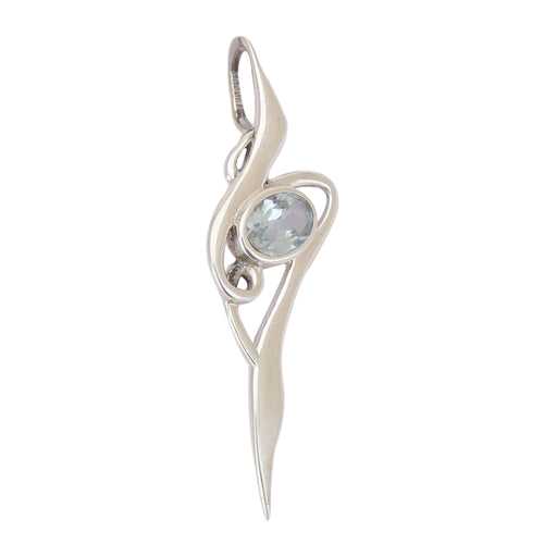 Blue Topaz Musical Notation 925 Sterling Silver Pendant