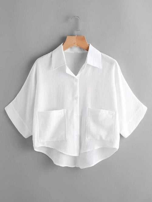 “DAUL POCKET” CROP SHIRT