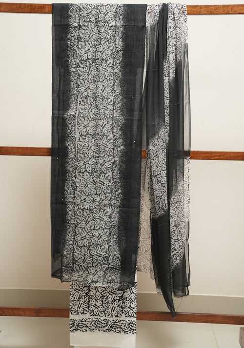 Black and White Unstitched Kota Salwar set