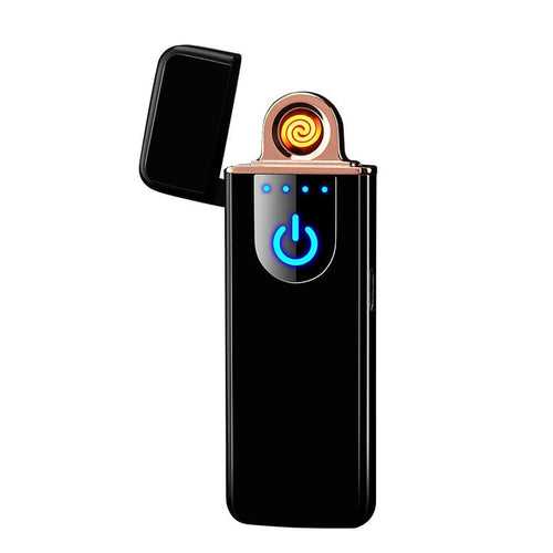 Metal Smart Fingerprint Sensor Smoking Lighter - Black