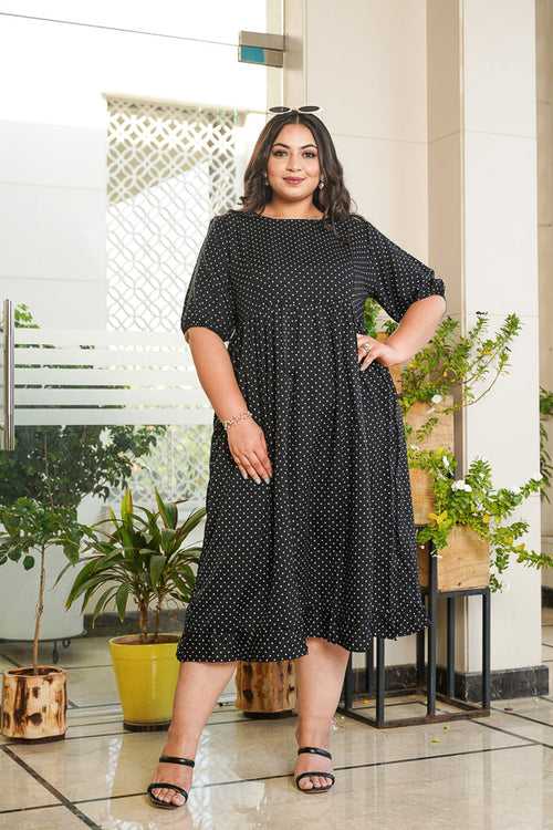 Black Polka Tiered Maxi Dress