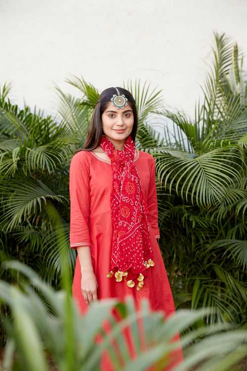 Red Bandhej Dupatta