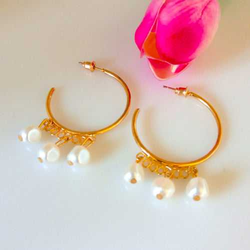 Only three Pearls Hoops