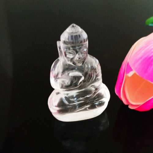 Carved Buddha Clear Rock Crystal ( Rare) Statue