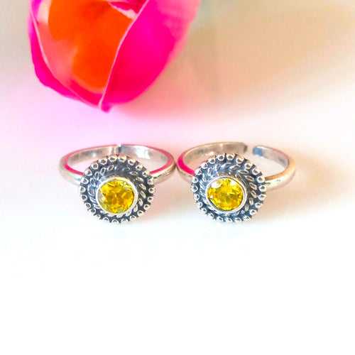 Adjustable Pure Silver Citrine Big Toe Rings